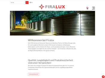 Screenshot der Website FIRALUX